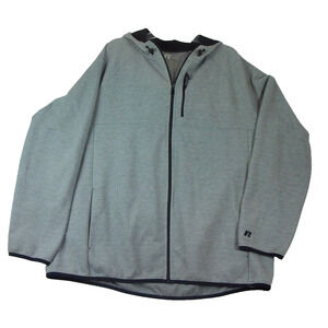 Russell Men's Grey Hooded Zip Up Long Sleeve Jacket‎ Size 2XL 50/52